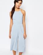 Neon Rose Jumpsuit With Eyelet Detail At Waist - Pale Blue