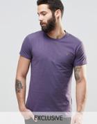 Farah T-shirt With F Logo In Slim Fit In Fig - Purple