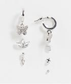 Topshop Butterfly And Crystal 8 X Multipack Earrings In Silver