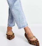 Asos Design Wide Fit Lise Chain Point Ballets In Leopard Velvet-brown