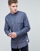 Jack & Jones Core Long Sleeve Slim Fit Chambray Shirt With Button Pocket - Black