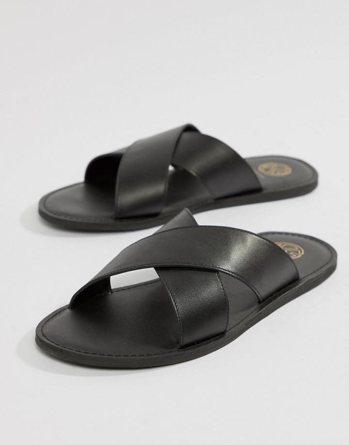 Kg By Kurt Geiger Cross Over Sandals In Black Leather - Black