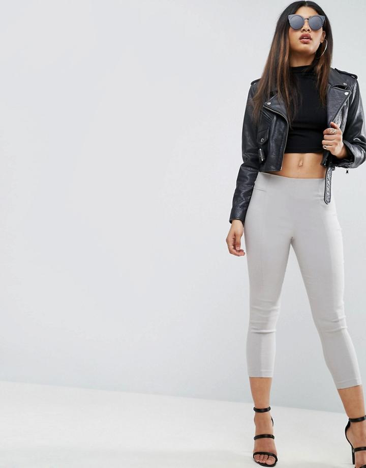 Asos High Waisted Skinny Crop Pants - Silver