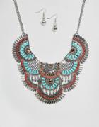 Ruby Rocks Statement Festival Necklace And Earring Set - Multi