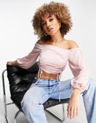 Rebellious Fashion Front Ruching Crop Top In Pink
