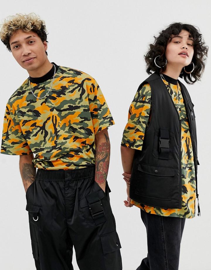 Collusion Unisex Camo Printed T-shirt - Black