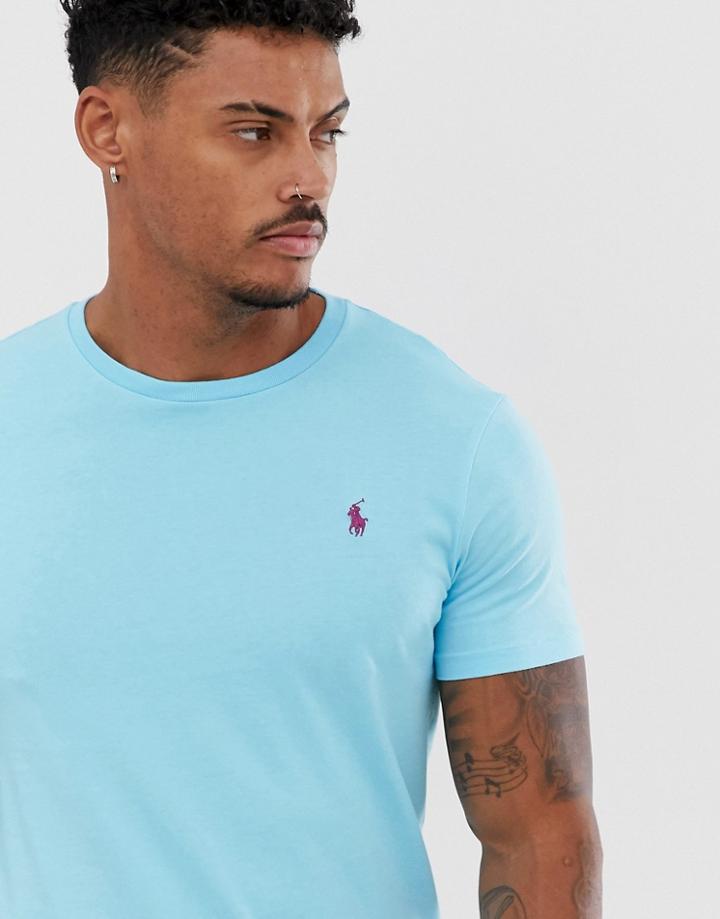 Polo Ralph Lauren Player Logo T-shirt In Aqua Blue
