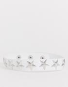Asos Design Choker Necklace With Star Studs In White Faux Leather