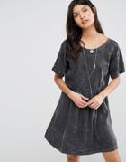 Pepe Jeans Lorette Marble Smock Dress - Gray