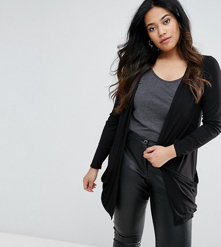 New Look Curve Jersey Cardigan - Black