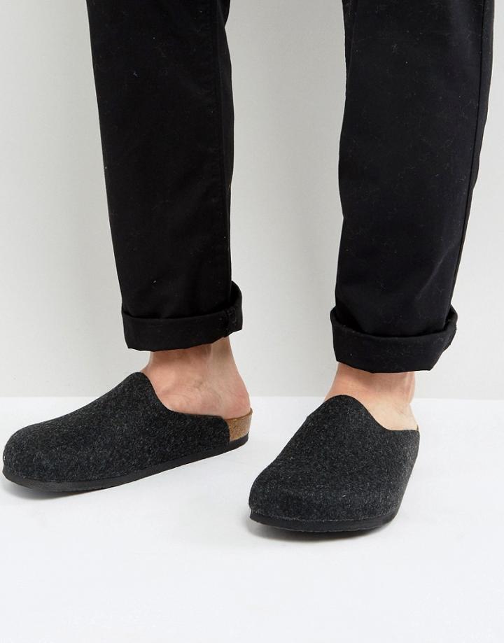 Birkenstocks Amsterdam Felt Mule Slippers - Black