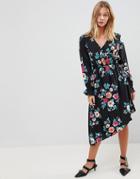 Influence Asymmetric Hem Floral Dress-multi