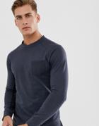 Jack & Jones Premium Long Sleeve Top In Gray Jersey With Raglan Sleeve - Gray