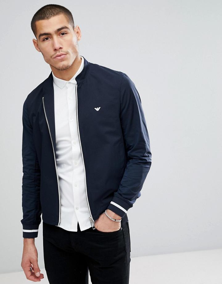 Emporio Armani Zip Through Bomber Jacket In Navy - Navy