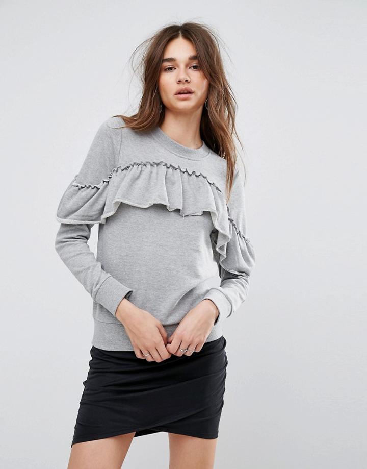 Noisy May Ronja Frill Sweater - Gray
