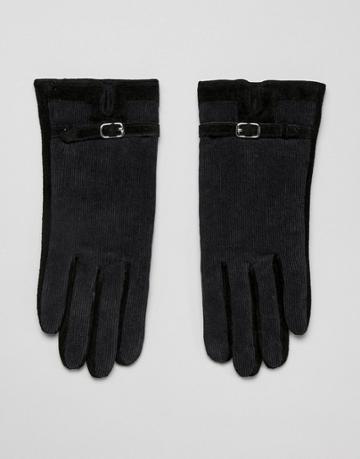Barney's Originals Suede & Cord Mix Gloves - Black