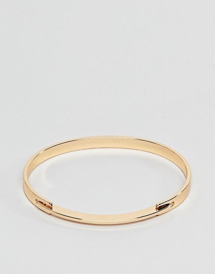 Asos Design Cuff Bracelet With Sleek Hinge - Gold