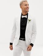 Asos Design Wedding Skinny Suit Jacket In Stretch Cotton In White - White