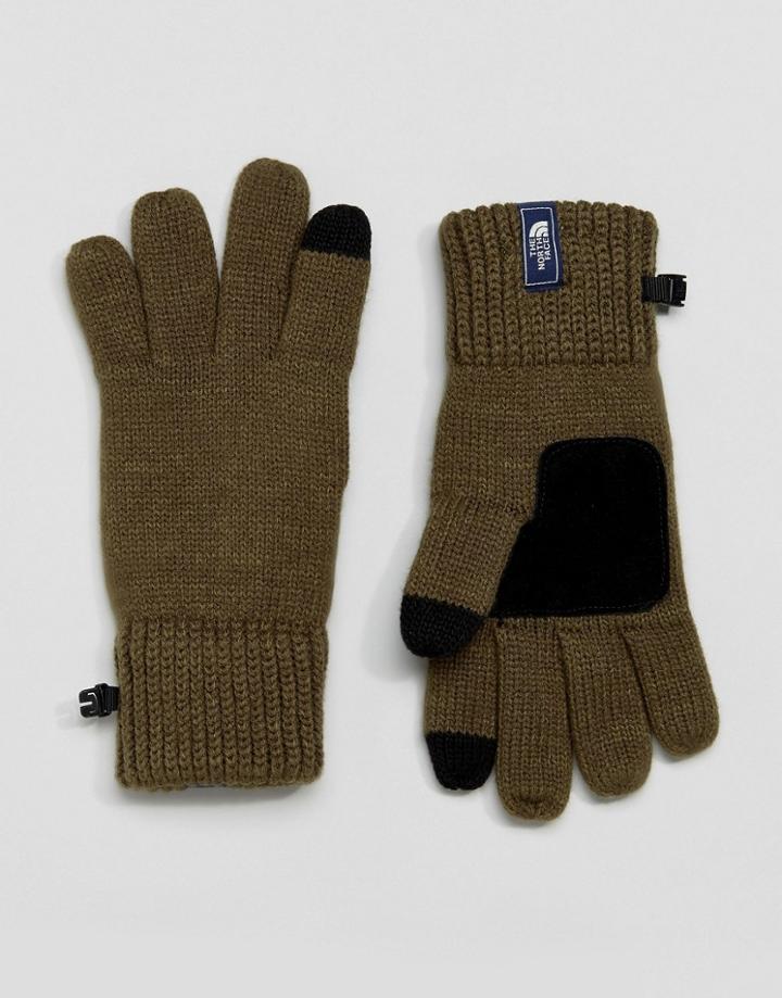 The North Face Etip Glove Tech Knit And Suede Palm In Green - Green
