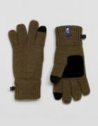 The North Face Etip Glove Tech Knit And Suede Palm In Green - Green