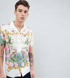 Asos Design Tall Oversized Elephant Scene Print Shirt - White