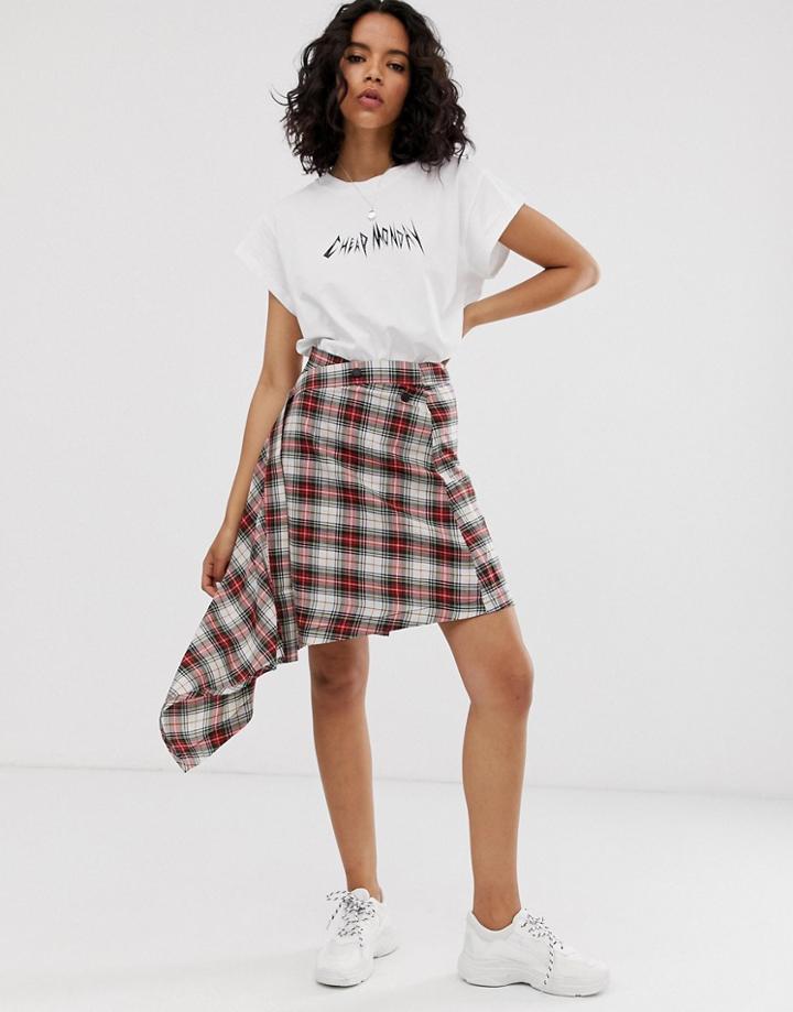 Cheap Monday Wrap Skirt In Check - Multi