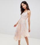 Frock And Frill Tall Embroidered Cami Strap High Low Midi Dress With Plunge Back Detail-purple