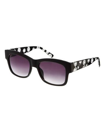 Quay Sunglasses With Printed Arm - Black