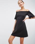 Asos Structured Off Shoulder Mini Dress - Black