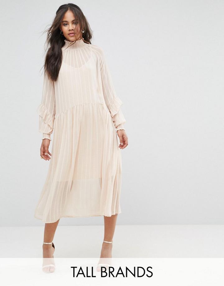 Y.a.s Tall Ruffle Detail Smock Dress - Cream