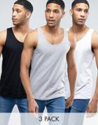 Asos Tank With Relaxed Skater Fit 3 Pack Save - Multi