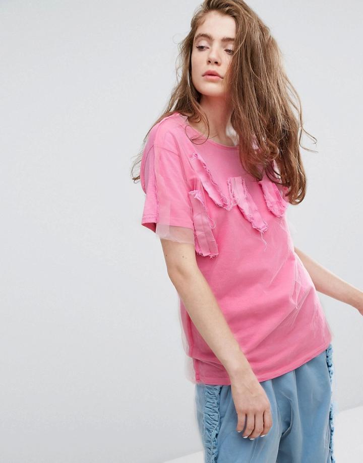 Typical Freaks Mesh Patch Tee - Pink