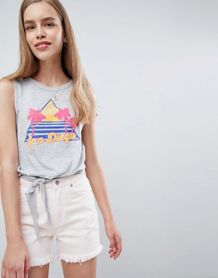 Brave Soul San Diego Knot Front Tank - Gray