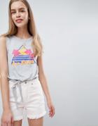 Brave Soul San Diego Knot Front Tank - Gray