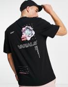 River Island Regular T-shirt With Rose Print In Black-white
