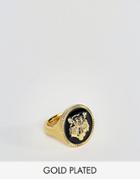 Asos Tiger Sovereign Ring In Gold Plated - Gold