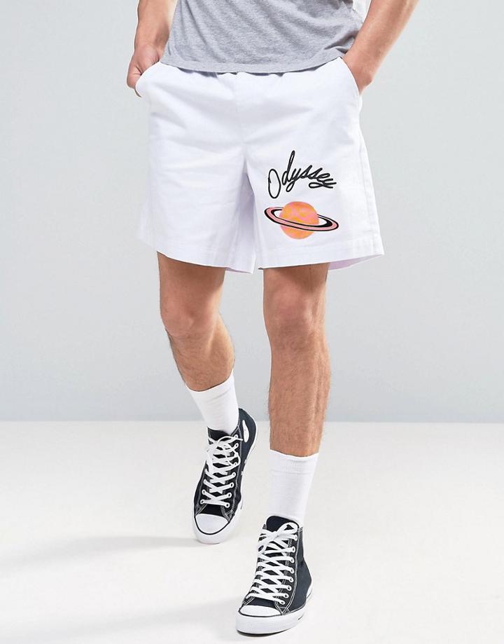 Asos Elasticated Waist Shorts With Planet Print - White