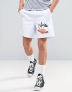 Asos Elasticated Waist Shorts With Planet Print - White