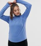 Asos 4505 Curve Zip Front Long Sleeve Top - Blue