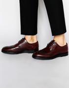 Asos Derby Shoes In Burgundy Leather With Ski Hooks - Burgundy