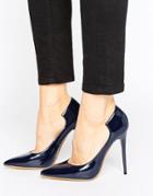 Lost Ink Freya Navy Curved Pumps - Navy