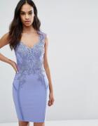 Michelle Keegan Loves Lipsy Applique Lace Bodycon Dress - Blue
