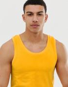 Asos Design Organic Muscle Fit Tank In Yellow - Yellow