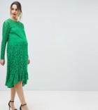 Asos Design Maternity Lace Midi Swing Dress - Green