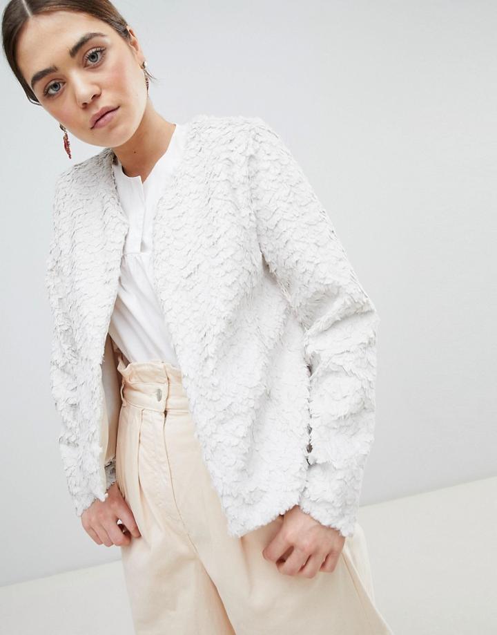 Unreal Fur Dream Faux Fur Collarless Jacket - Cream