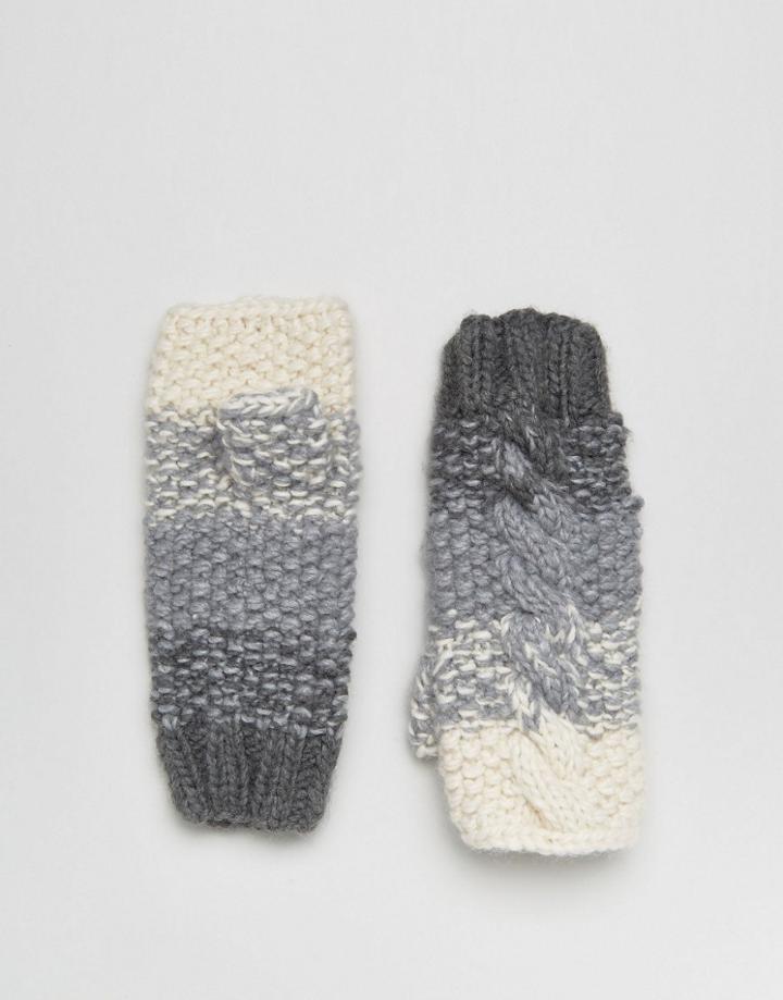 Genie By Eugenia Kim Carlie Cream And Gray Ombre Fingerless Cable Knit Gloves - Gray