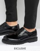 Hudson London Exclusive To Asos Croc Leather Derby Shoes - Black