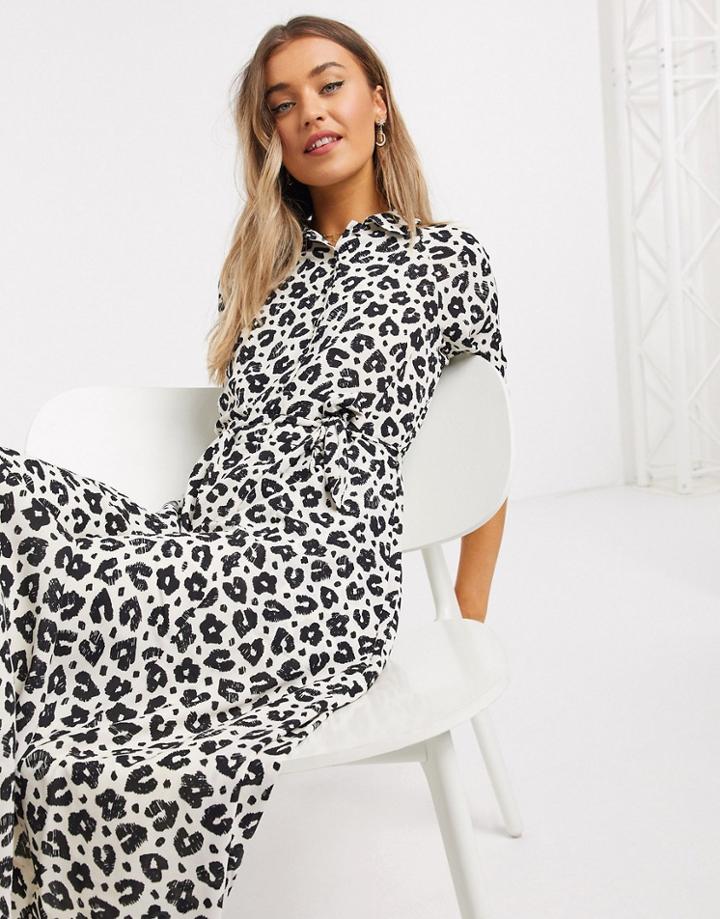 Fabienne Chapot Brizo Leopard Print Midi Shirt Dress-black