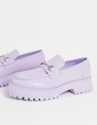 Asos Design Chunky Sole Loafers In Lilac With Drenched Sole-purple