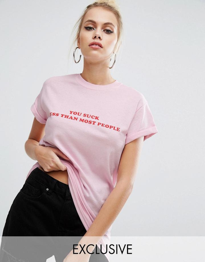 Adolescent Clothing Valentines You Suck Less Boyfriend Tee - Pink